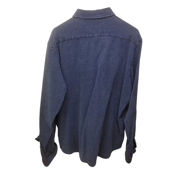 TAILOR VINTAGE Shirt Men's L Blue Long Sleeve Authentic Indigo Cotton - Picture 8 of 12